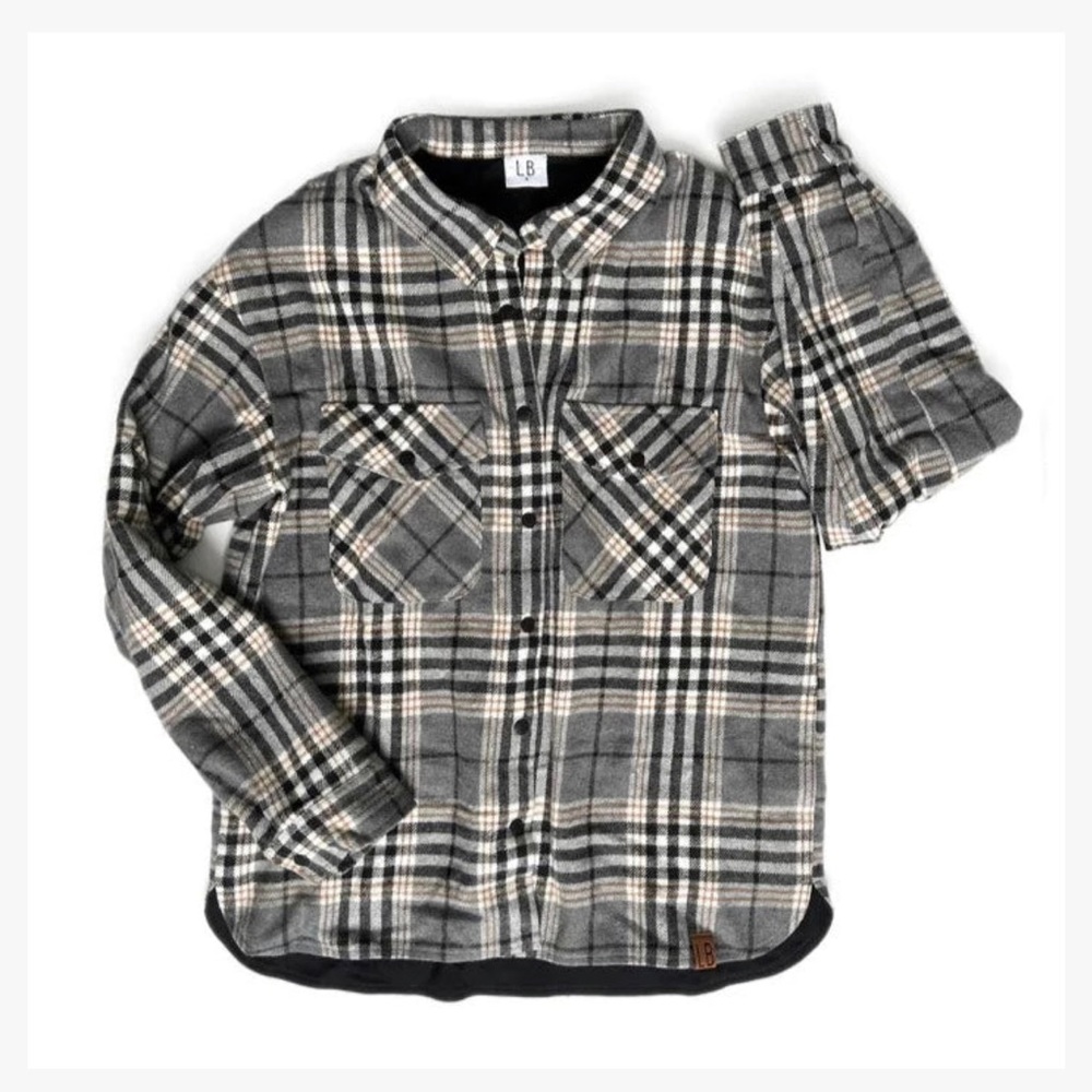 Little Bipsy Adult Flannel Shacket - Ash - Picture 4 of 7
